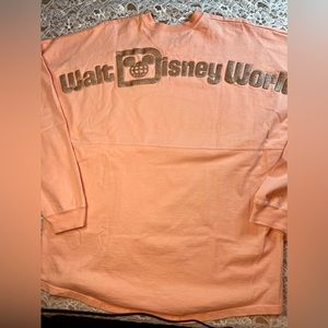 RARE/AUTHENTIC!! DISNEY SPIRIT JERSEY LONG SLEEVE CORAL W/GOLD PUFFY LETTERING